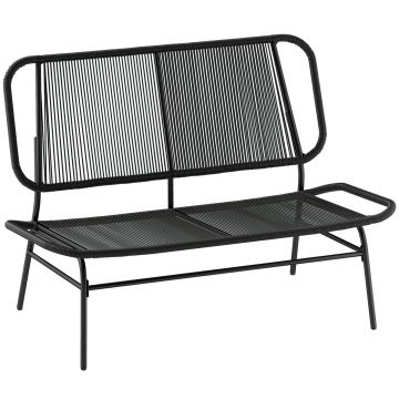 Outsunny Canapea din Ratan, Banchetă pentru Exterior, 2 Locuri, pentru Terasă | Aosom Romania