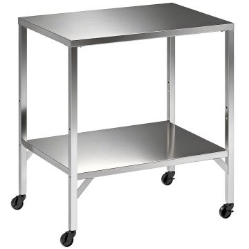 Outsunny Cărucior pentru grătar Masă de pregătire exterior cu blat de lucru și roți Oțel inoxidabil 85x60x92cm Argintiu | Aosom Romania