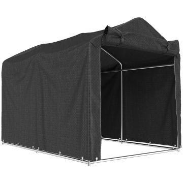 Outsunny Cort garaj, cort garaj impermeabil cu ușă, rezistent la UV 220 x 157 x 165 cm Negru | Aosom Romania