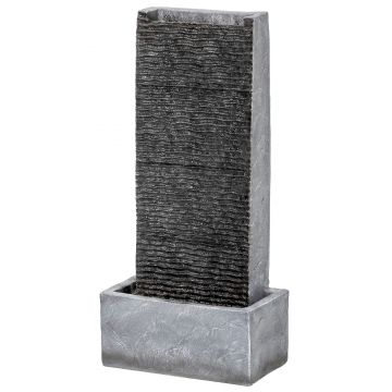 Outsunny Fântână 2 niveluri pentru grădină cu iluminare LED, pompă, aspect granit 37,5 x 22 x 80 cm | Aosom Romania