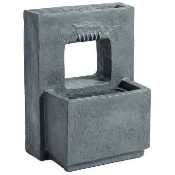 Outsunny Fântână arteziană în 2 trepte, fântână de grădină cu iluminare LED, ghiveci pentru plante, pompă, aspect piatră, reglabil 45 x 31,5 x 58,5 cm | Aosom Romania