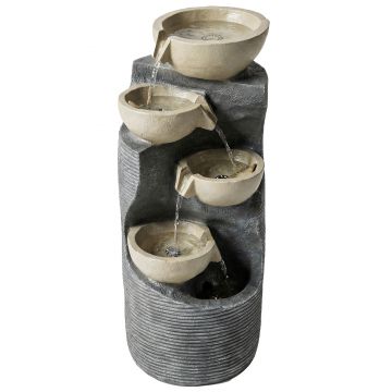 Outsunny Fântână în 5 trepte, fântână de grădină cu LED, pompă, aspect piatră, reglabilă 33 x 31 x 80 cm | Aosom Romania