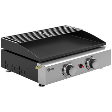 Outsunny Grătar pe gaz 5 kW Tragabil Grătar de masă cu 2 arzătoare, strat ceramic, grilaj, grilaj de menținere la cald | Aosom Romania