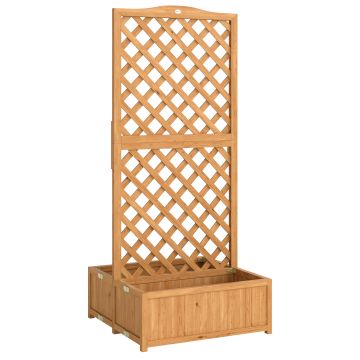 Outsunny Jardinieră cu grilaj din lemn pentru plante cățărătoare cu 2 cutii pliabile Base de Listones 73x70x170 cm Natural | Aosom Romania