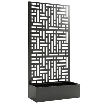 Outsunny Jardinieră cu spalier, ghiveci din oțel galvanizat cu ecran de intimitate, orificii de drenaj, 90x40x180cm, negru | Aosom Romania