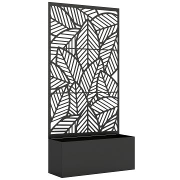 Outsunny Jardinieră cu spalier, ladă pentru flori, pat ridicat cu panou de intimitate, pentru plante cățărătoare, metal, 90 x 30 x 170 cm, negru | Aosom Romania