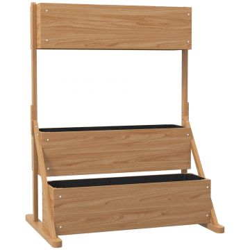 Outsunny Jardinieră pe picioare ridicată 3 niveluri cu inserții de irigare și fetru de drenaj din lemn pentru exterior | Aosom Romania