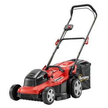 Outsunny Mașină de tuns iarbă electrică 800 W cu lățime de tăiere 40 cm, coș 45L, afișaj baterie, protecție la suprasarcină, 7 trepte de tăiere | Aosom Romania