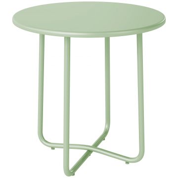 Outsunny Masă Joasă de Exterior cu Bord Rulat, Bază în X cu Picioare Reglabile pe Înălțime, pentru Living Terasă, Ø48x51cm, Verde | Aosom Romania