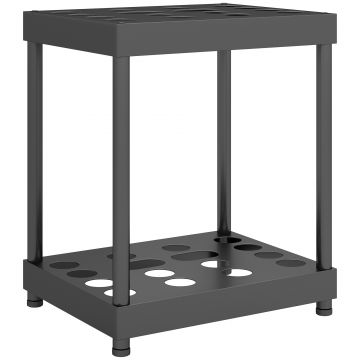 Outsunny Organizator pentru unelte de grădină, suport pentru unelte 16 compartimente pe 2 niveluri 42 x 33 x 50 cm negru | Aosom Romania