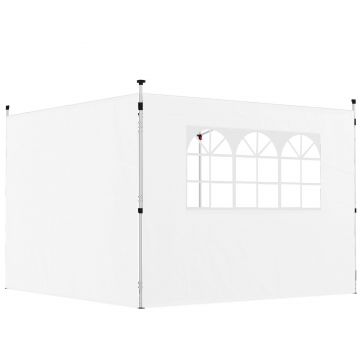 Outsunny Panouri laterale pentru tonelă 3 x 3 m set de 2 cu fereastră material Oxford alb | Aosom Romania