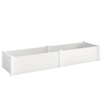 Outsunny Pat înălțat din plastic, modular, plantator cu montaj DIY, solariu 197 x 54 x 33 cm Alb | Aosom Romania