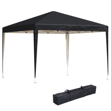 Outsunny Pavilion, 2,95 x 2,95 m pavilion pop-up pliant, pavilion de grădină, cort petrecere, protecție UV, oțel+material Oxford, Negru | Aosom Romania
