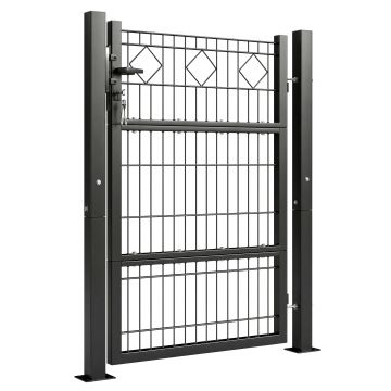 Outsunny Poartă de grădină din metal galvanizat, ușă de grădină cu mâner, încuietoare cu chei închisă, poartă 100x131cm gri închis | Aosom Romania