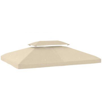 Outsunny Prelată de Schimb 4x3 m cu Acoperiș Dublu, Orificii de Drenaj și Protecție UV Doar Prelată NU Include Cadru Alb Cremă | Aosom Romania