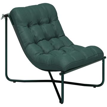 Outsunny Scaun de grădină Fotoliu de grădină cu pernă Șezut sling respirabil Cadru din oțel pentru grădină terasă 76 x 92 x 76 cm Verde închis | Aosom Romania