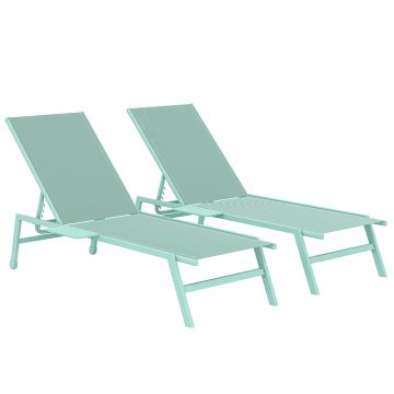 Outsunny Set 2 Șezlonguri cu Măsuță, Șezlonguri Grădină cu Spătar Reglabil. | Aosom Romania