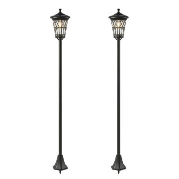 Outsunny Set de 2 Felinare Solare de Grădină 1.86 m, Lămpi de Exterior din Oțel Inoxidabil cu Înălțime Reglabilă, 2 Moduri de Lumină, IP44 Impermeabil pentru Terasă Curte Alei | Aosom Romania