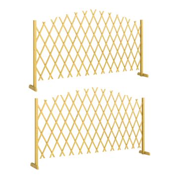 Outsunny Set de 2 panouri extensibile de gard pentru grădină exterioară din lemn pentru decor terasă 180x30x103 cm Natural | Aosom Romania
