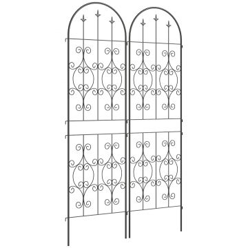 Outsunny Set de 2 Suporturi pentru Plante Cățărătoare, Trelițe de Grădină, pentru Legume, Viță-de-vie, Flori, din Metal, 50 x 180 cm, Negru | Aosom Romania