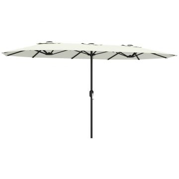 Outsunny Umbrelă de grădină exterioară, umbrelă dublă mare 4,6 m cu manivelă și protecție UV50+, husă de protecție, crem | Aosom Romania