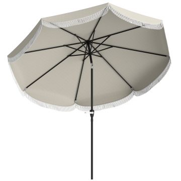 Outsunny Umbrelă de Grădină Inclinabilă 2.7x2.7 m cu Manivelă, Umbrelă Rotundă de Exterior cu 8 Spițe, din Metal și Poliester, pentru Curte sau Balcon, UV 30+, Gri Deschis | Aosom Romania