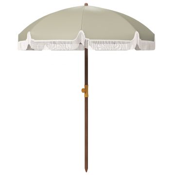 Outsunny Umbrelă de Plajă Portabilă cu Volane în Aer Liber cu Baldachin Ventilat, Geantă de Transport, Ø1.9x2.1 m, Alb-Crem | Aosom Romania
