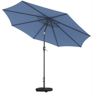 Outsunny Umbrelă de soare Ø295 cm, UV 30+ umbrelă rotundă pentru balcon, umbrelă de plajă, umbrelă de piață pentru plajă balcon grădină, Albastru | Aosom Romania