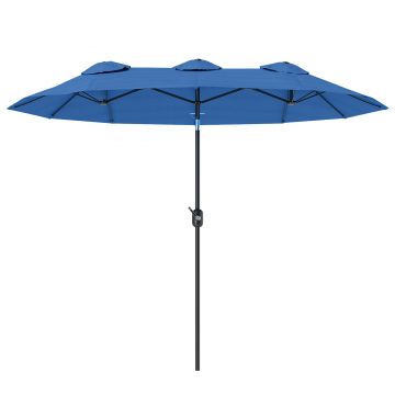 Outsunny Umbrelă de soare, umbrelă de grădină, înclinabilă, cu manivelă, capotă de ventilație, Polyester+Stahl, Marineblau, 295 x 152 cm | Aosom Romania