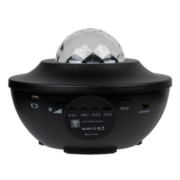 Proiector led camera, model cu telecomanda, functii luminozitate si redare muzica, negru