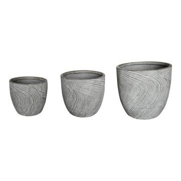 Set 3 buc. ghivece decorative, Anthea, Gri, 44x44x43 cm