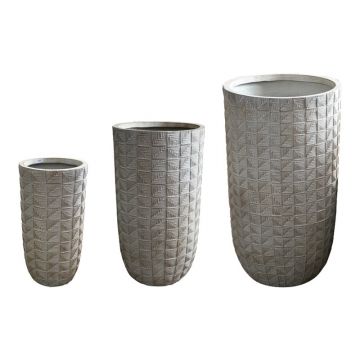 Set 3 buc. ghivece decorative, Kallena, Gri deschis, 44.5x44.5x78 cm