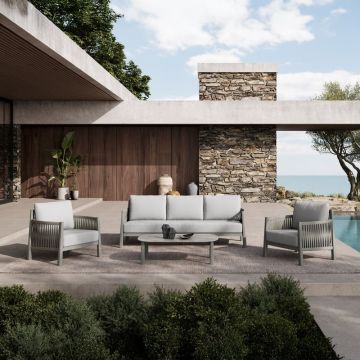 Set mobilier de grădină Feralda, bej/gri deschis