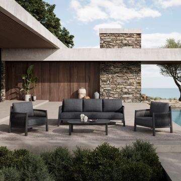 Set mobilier de grădină Feralda V1, bej/gri deschis