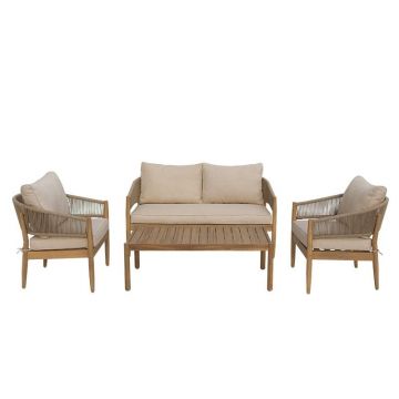 Set mobilier de grădină Lemanda, 4 piese, bej/natural