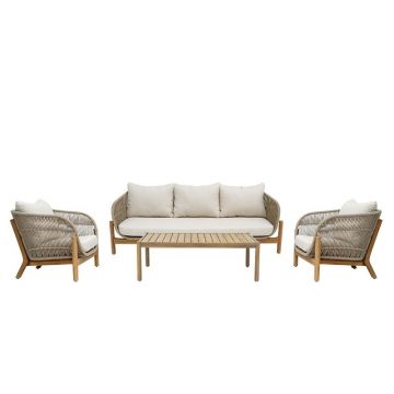 Set mobilier de grădină Verilan, 4 piese, natural/bej