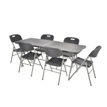 Set Mobilier Gradina Hecht Foldis Set 6, Masa Pliabila si 6 Scaune