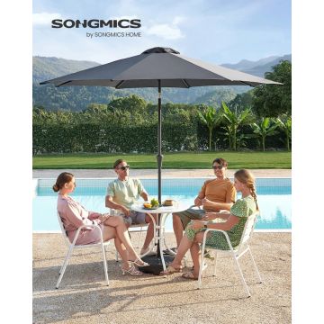 Umbrela pentru gradina, piscina, balcon sau terasa, Songmics, 300 cm, protectie UV 50+, inclinare 30 grade in doua directii, gri