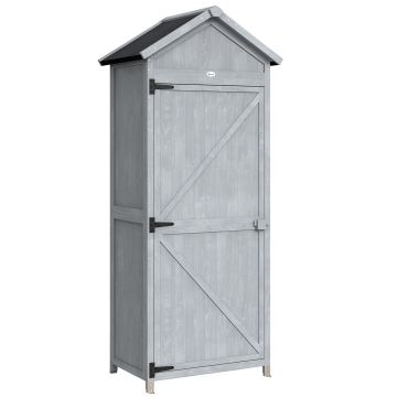 Outsunny Căsuță din lemn, 77x52.5x178cm, Dulap cu banc de lucru rabatabil | Aosom Romania