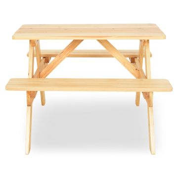 Set masa pliabila + 2 banchete, Kids Picnic, 75 x 85.5 x 53 cm, natural