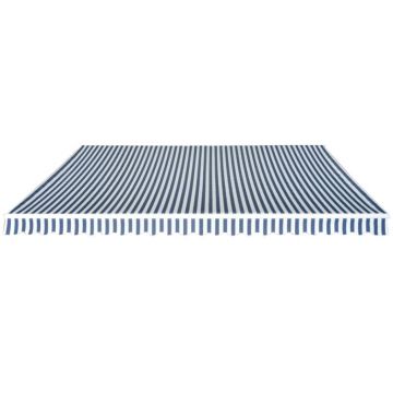 vidaXL Copertină pliabilă acționată manual, 500 cm, albastru și alb vidaXL Copertină pliabilă acționată manual, 500 cm, albastru și alb