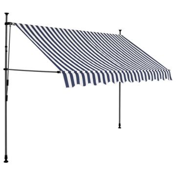 vidaXL Copertină retractabilă manual cu LED, albastru & alb, 250 cm