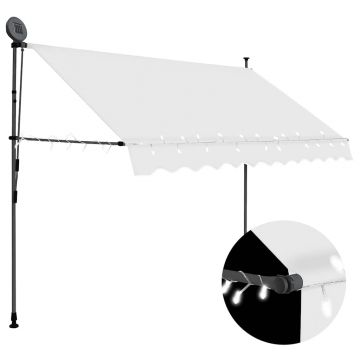 vidaXL Copertină retractabilă manual cu LED, crem, 250 cm