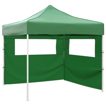 vidaXL Cort pliabil cu 2 pereți, verde, 3 x 3 m