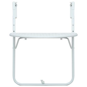 vidaXL Masă balcon suspendată alb 60x64x83,5 cm plastic aspect ratan