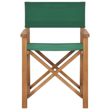vidaXL Scaun de regizor, verde, lemn masiv de tec