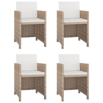 vidaXL Set mobilier de exterior cu perne, 5 piese, bej, poliratan