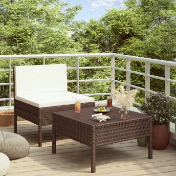 vidaXL Set mobilier relaxare grădină cu perne 2 piese maro poliratan