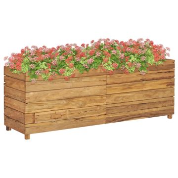 vidaXL Strat înălțat, 150x40x55 cm, lemn de tec reciclat și oțel