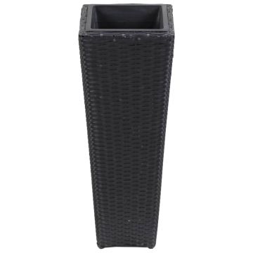vidaXL Strat înălțat de grădină negru 30x30x80 cm poliratan